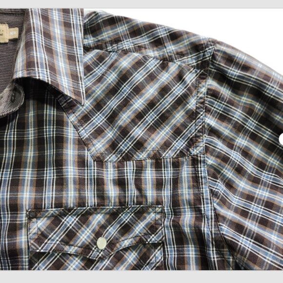 Denver Hayes Shirt Men's Med. Pearl Snap Corduroy Trim Long Sleeve Slim Fit - Picture 9 of 11